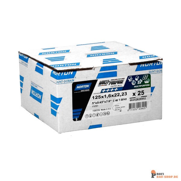 nortonschleifmittel/NORTON_schleifmittel_66252828952 Norton MULTI PURPOSE  Portable cut off wheels 125x1.6x22.23mm 46 GRIT_121947